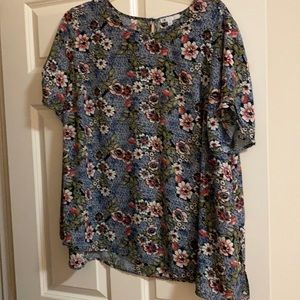 DR2 Blue floral blouse 3X